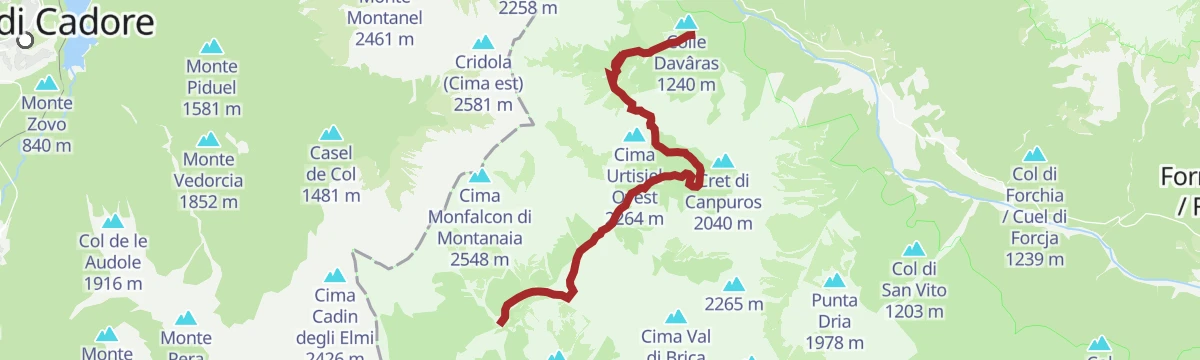 Route map: Trekking da Cimolais a Forni di Sopra